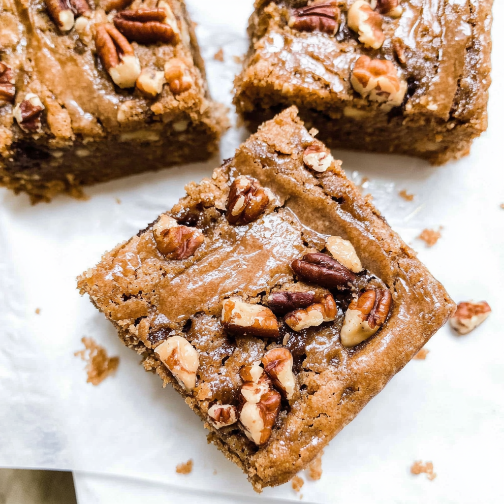 Recipe preparation for Salted Caramel Pecan Blondies