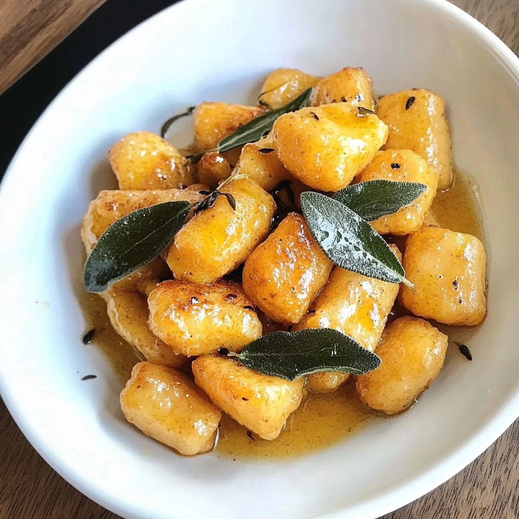 Recipe preparation for Brown Butter Sage Gnocchi with Roasted Squash