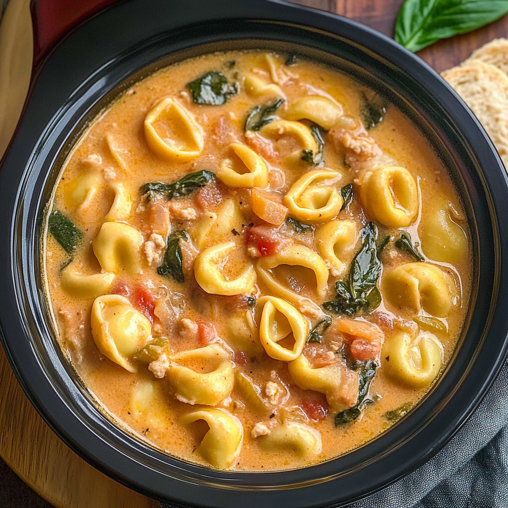 Recipe preparation for crock pot chicken tortellini soup