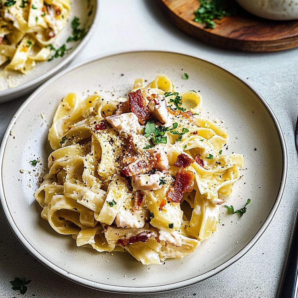 Recipe preparation for Chestnut & Bacon Pasta
