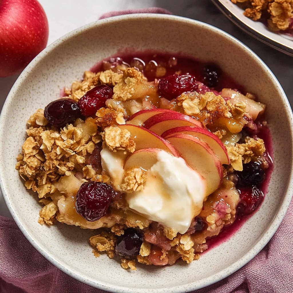 Recipe preparation for Apple & Cranberry Crisp