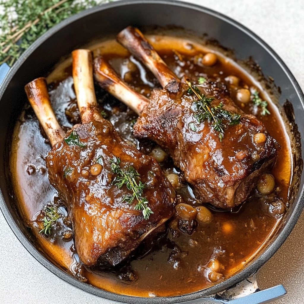 Recipe preparation for Slow-Cooked Lamb Shanks