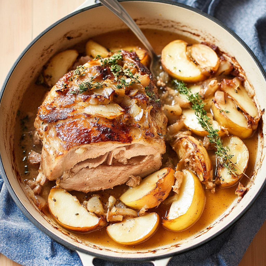 Recipe preparation for Cinnamon Apple Pork Roast with Sage