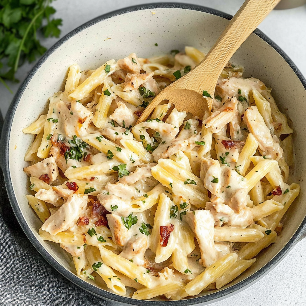 Recipe preparation for Creamy Ranch Chicken Pasta Recipe
