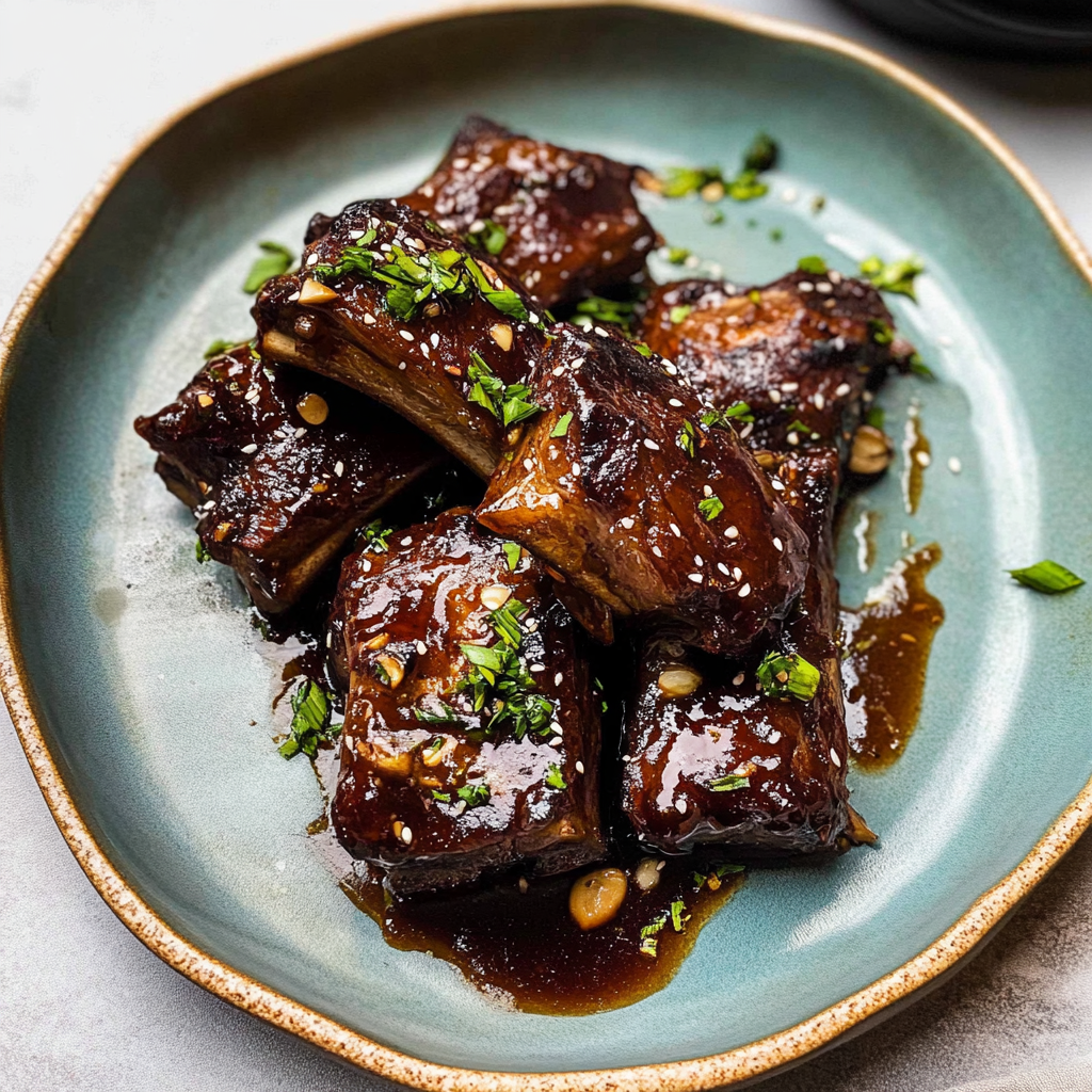 Recipe preparation for Honey Garlic Short Ribs with Star Anise