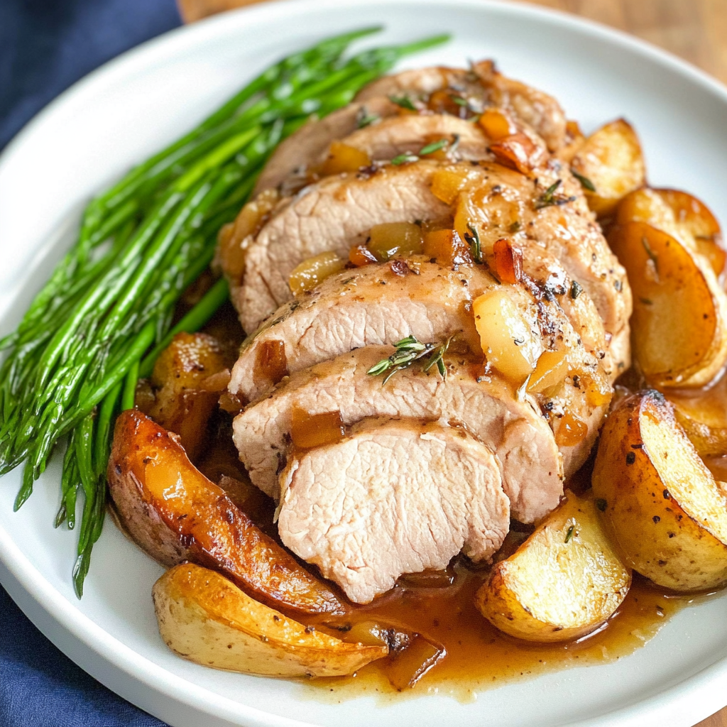 Recipe preparation for Sheet Pan Apple Cider Glazed Pork Tenderloin & Parsnips