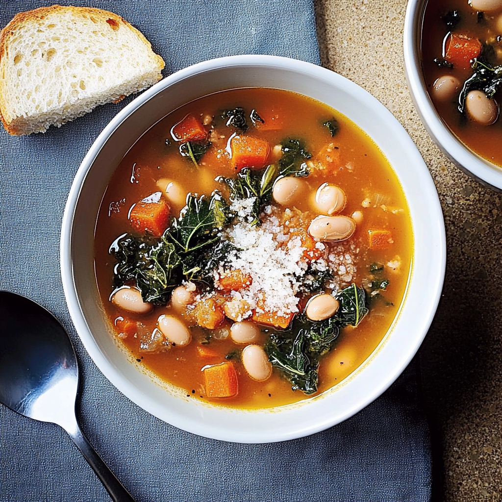 Recipe preparation for Tuscan White Bean & Kale Soup
