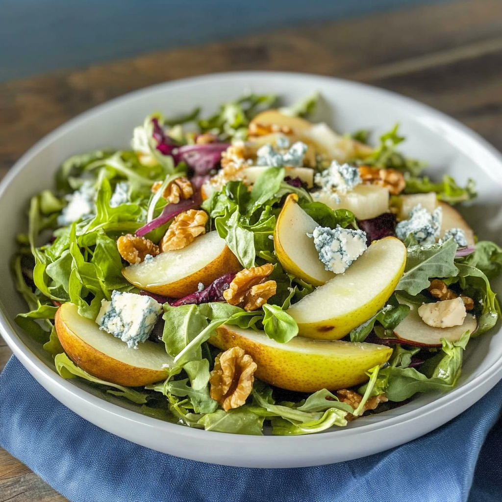 Recipe preparation for Pear & Walnut Salad with Blue Cheese