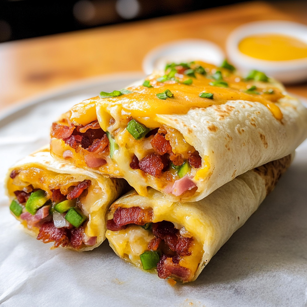 Recipe preparation for Bite-Sizede Bacon Breakfast Burritos
