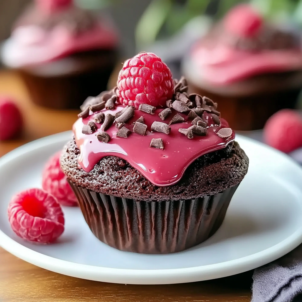 Recipe preparation for Molten Raspberry Chocolate Cupcakes