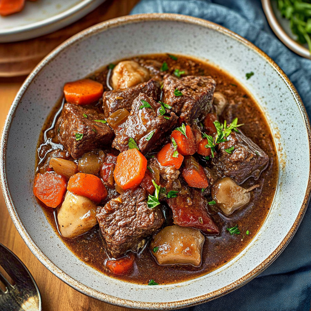 Recipe preparation for French Country Beef & Red Wine Stew
