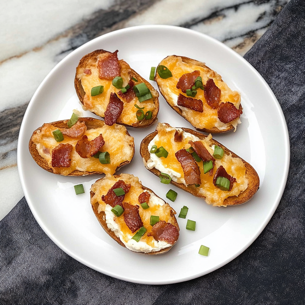 Recipe preparation for bacon and cheddar potato skins