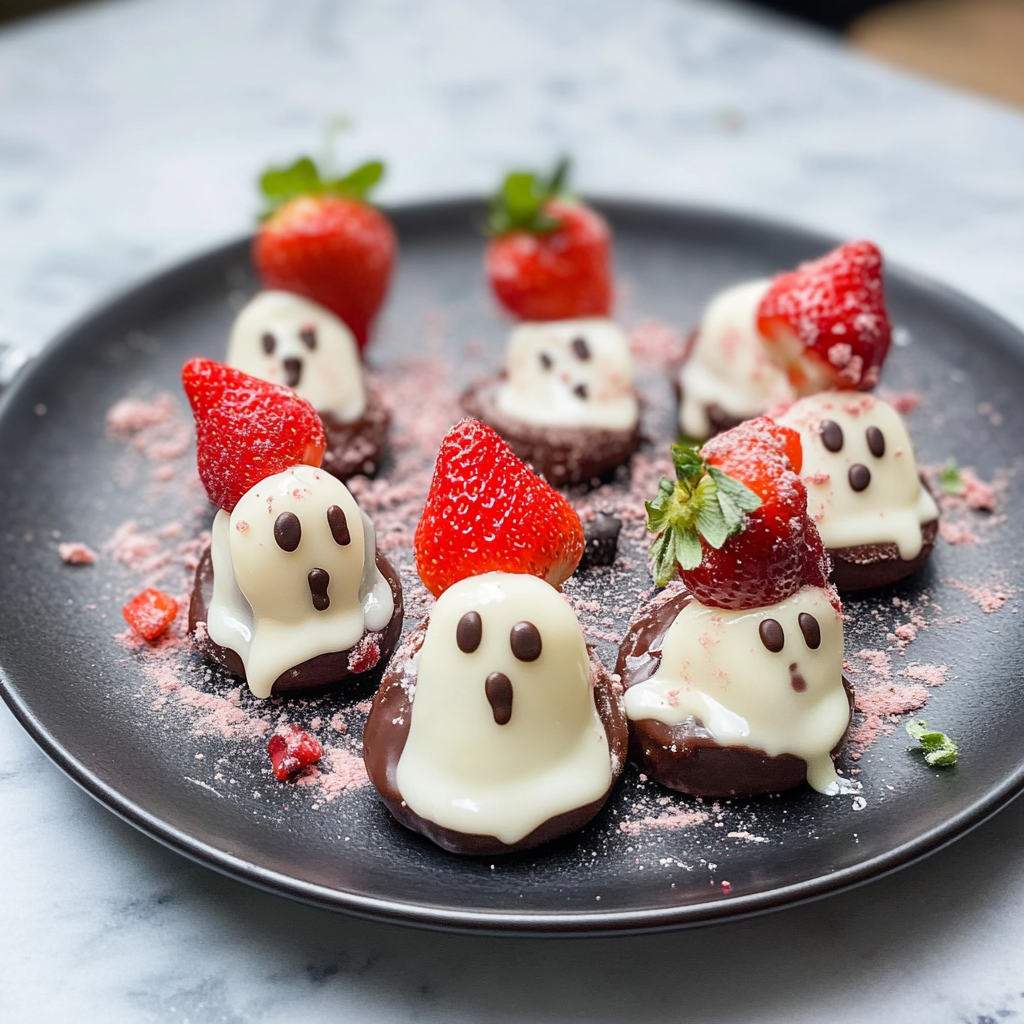 Recipe preparation for chocolate covered strawberry ghosts