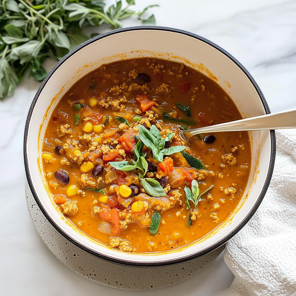 Recipe preparation for pumpkin chili with ground turkey