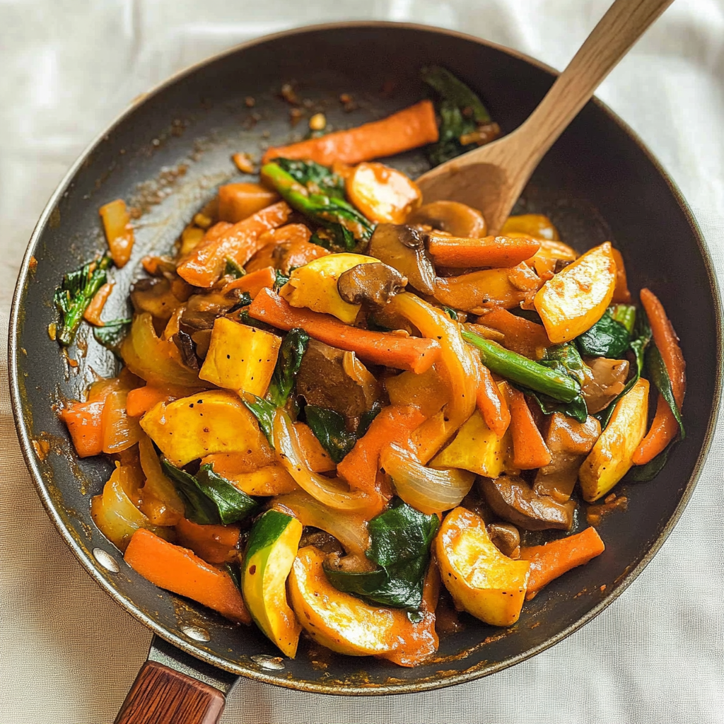 Recipe preparation for autumn vegetable stir fry