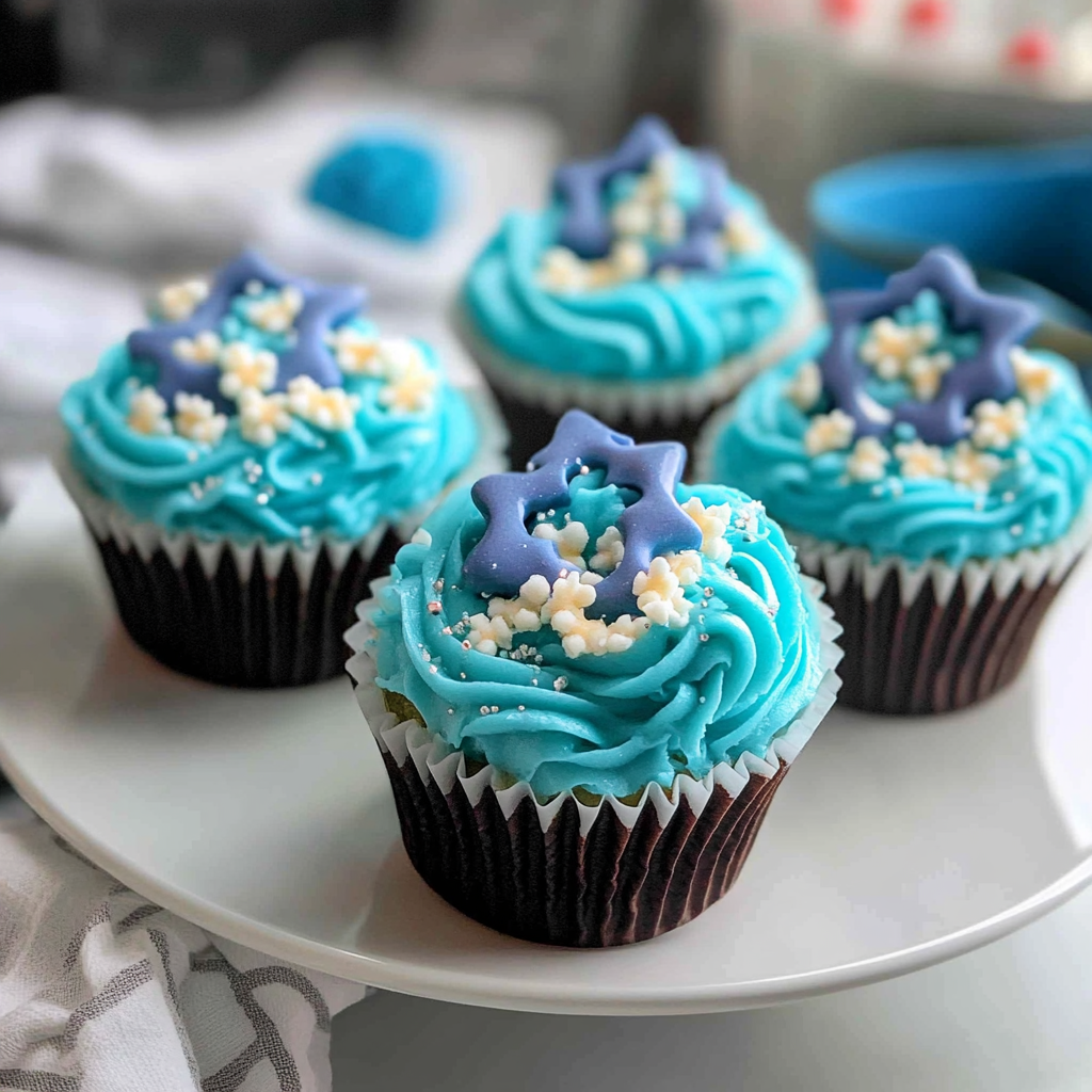 Recipe preparation for Blue Christmas Cupcakes