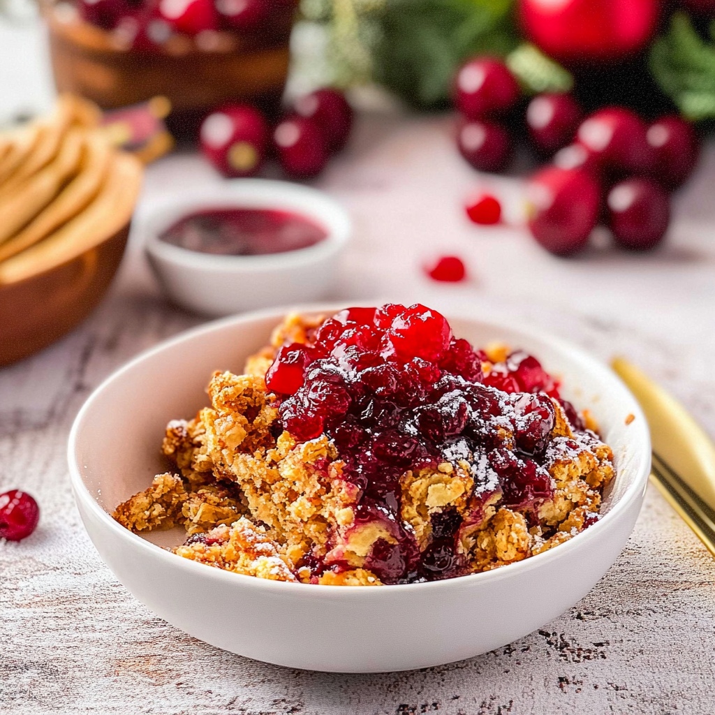 Recipe preparation for Cranberry Orange Dump Cake