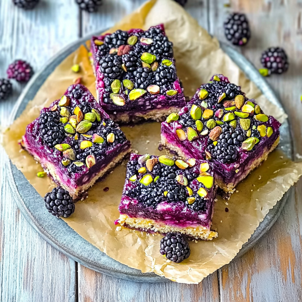Recipe preparation for Blackberry Pistachio Dream Bars