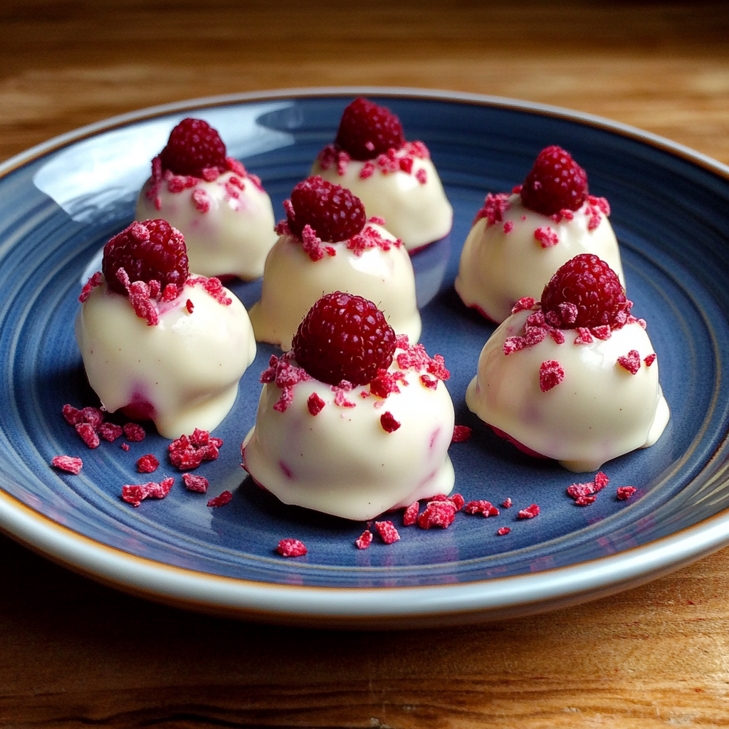 Recipe preparation for White Chocolate Raspberry Truffles