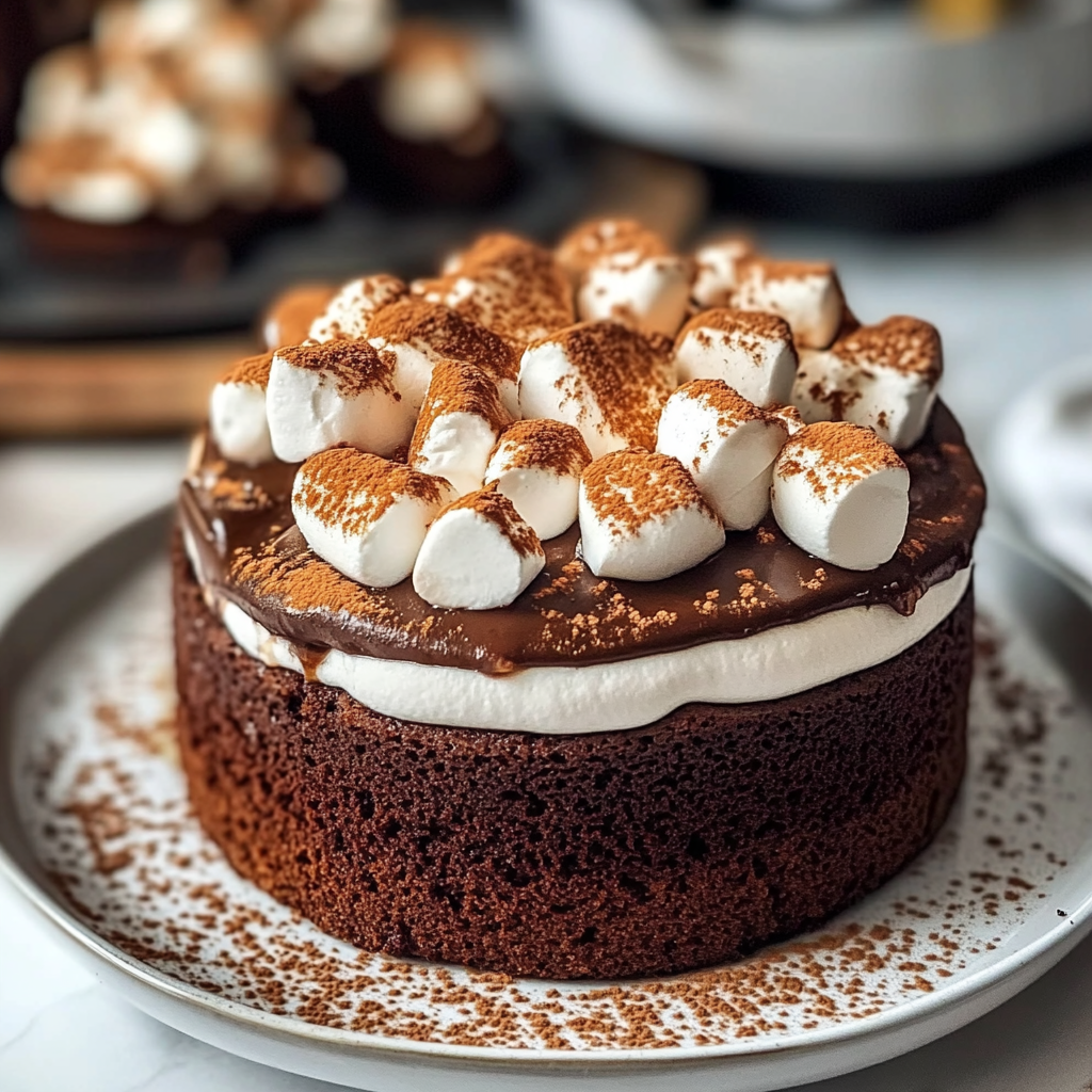 Recipe preparation for Hot Chocolate Cake With Whipped Marshmallow