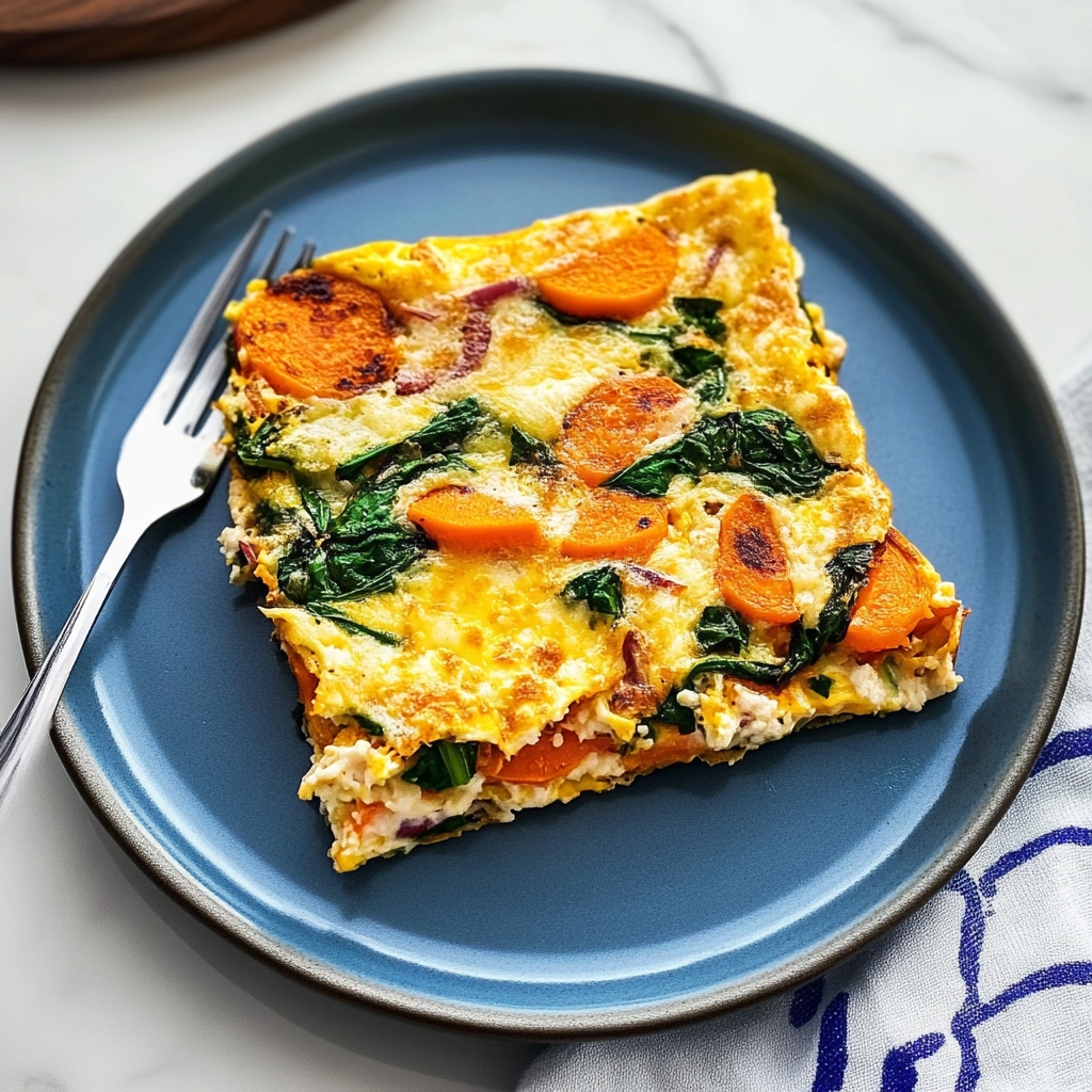 Recipe preparation for Sheet Pan Sweet Potato Spinach Omelette
