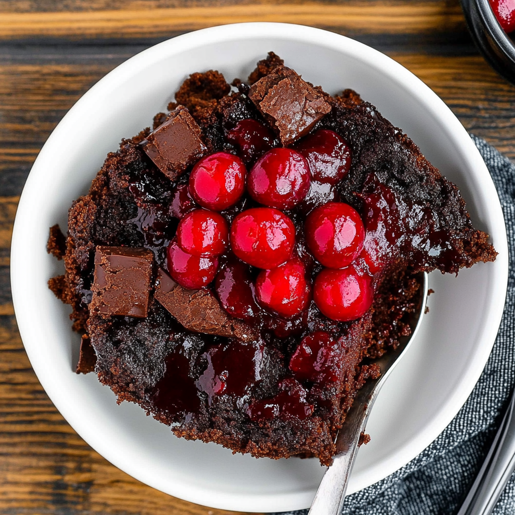 Recipe preparation for chocolate cherry dump cake