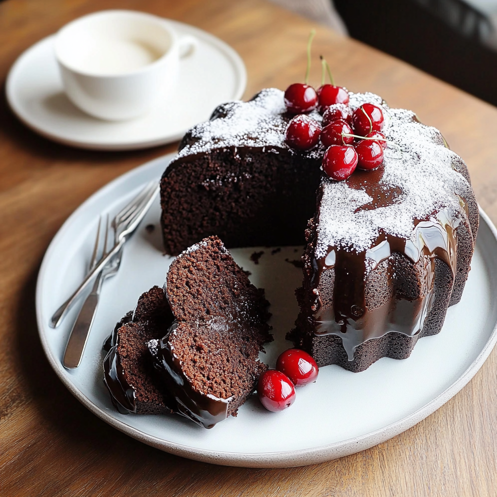Recipe preparation for chocolate cherry cake
