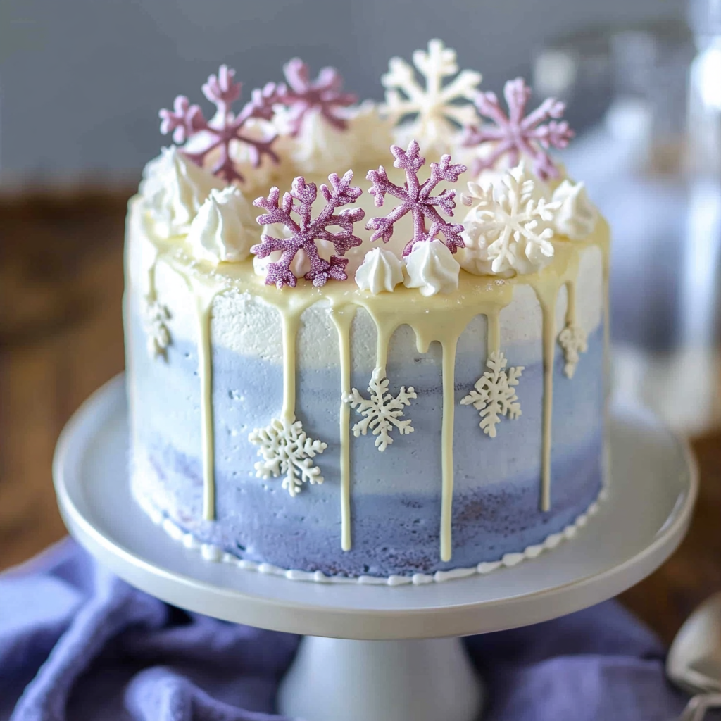 Recipe preparation for Snowfall Celebration Buttercream Cake