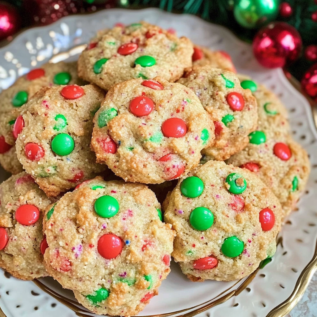 Recipe preparation for Mini M&M Christmas Cookies
