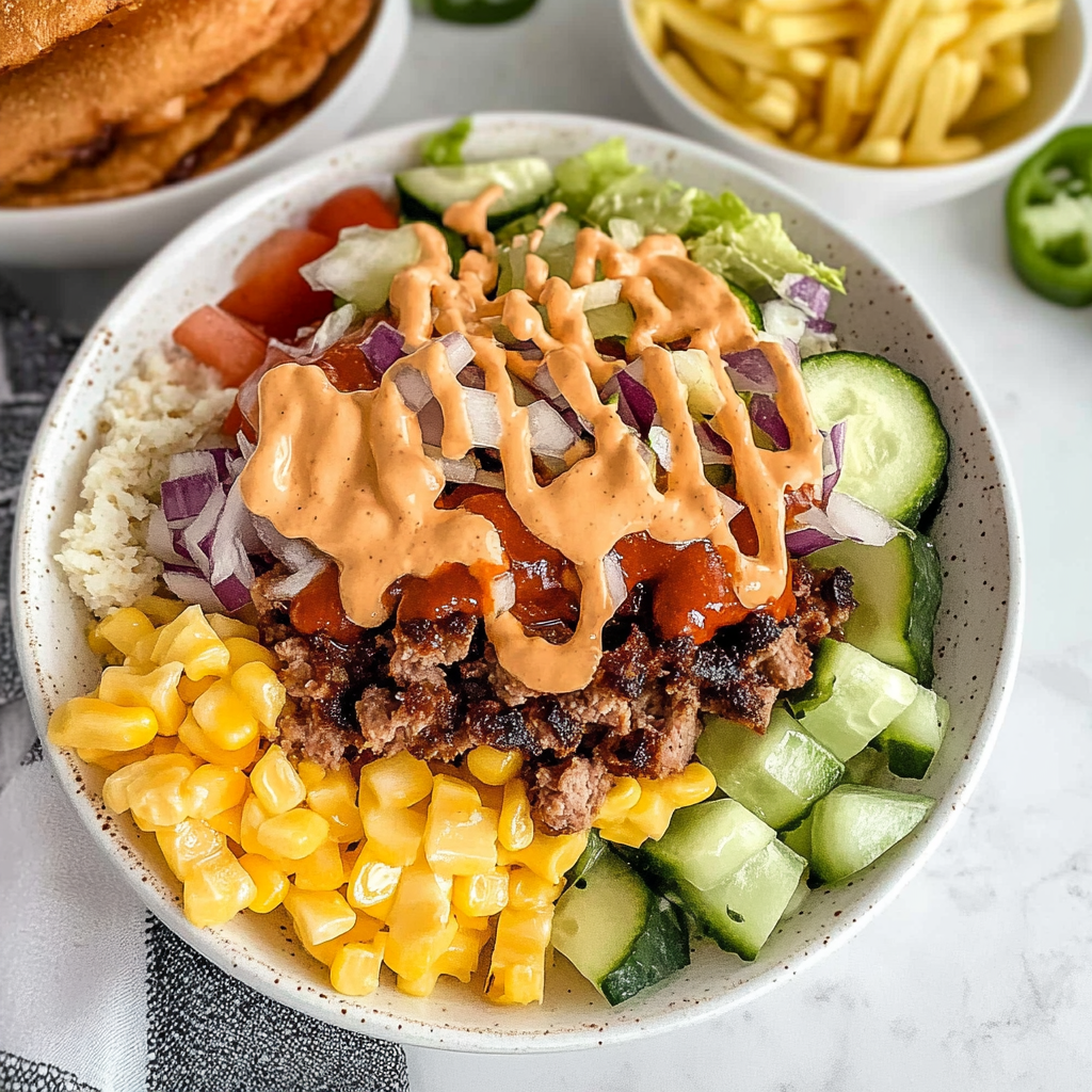 Recipe preparation for Cheeseburger Bowl