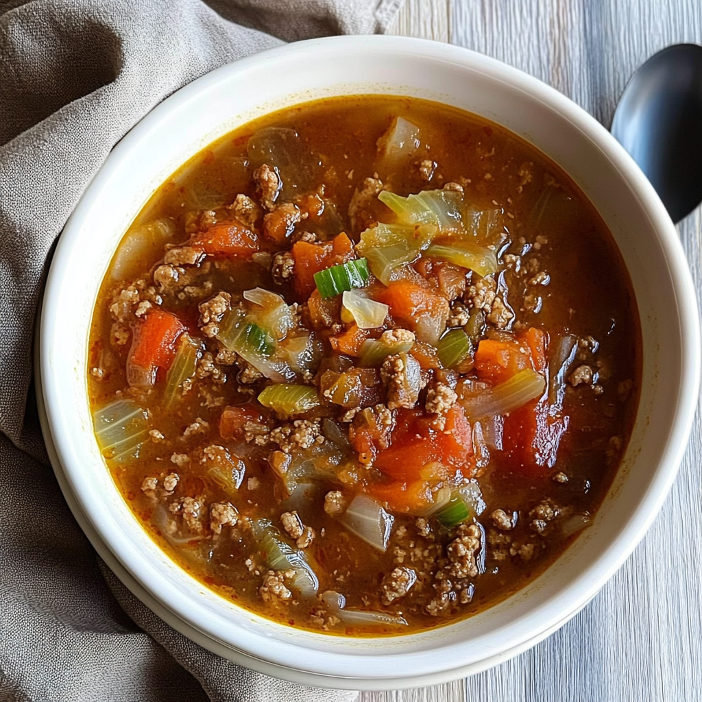 Recipe preparation for Cabbage Soup With Ground Beef Crock Pot