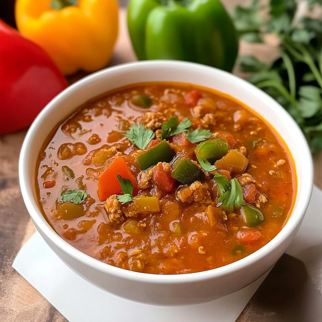 Recipe preparation for Instant Pot Stuffed Pepper Soup