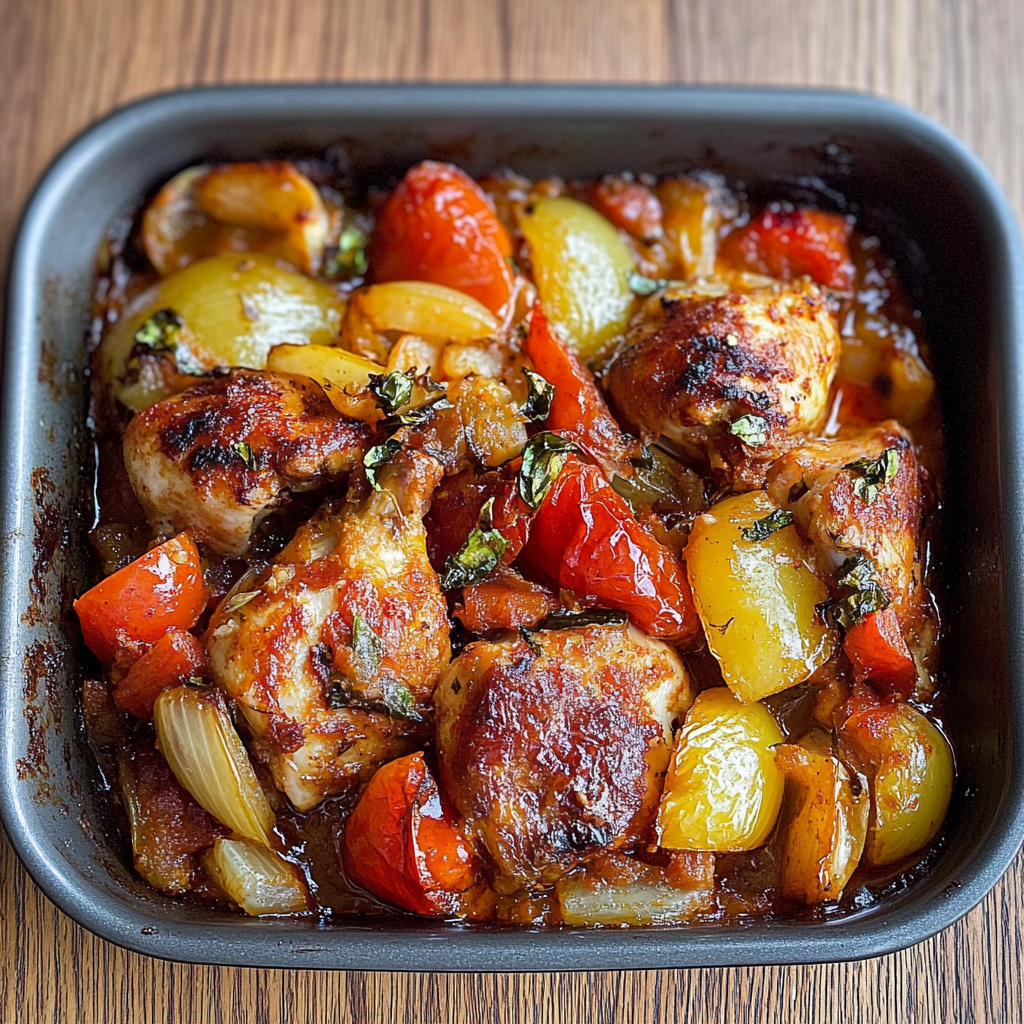 Recipe preparation for chicken and chorizo tray bake