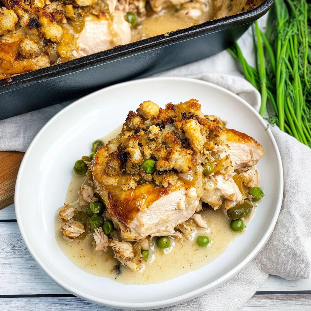Recipe preparation for One-Dish Chicken & Stuffing Bake