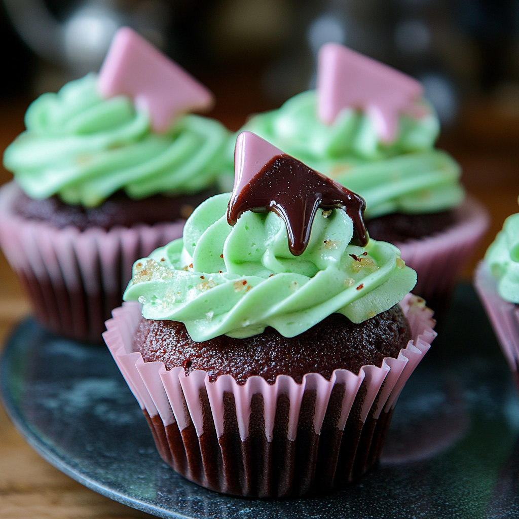 Recipe preparation for Andes Mint Cupcakes