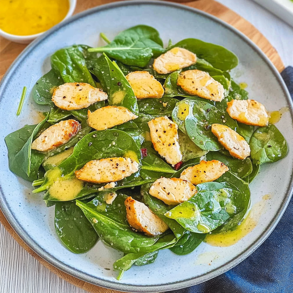 Recipe preparation for Lemon Dijon Dressing Baby Spinach Salad Recipe