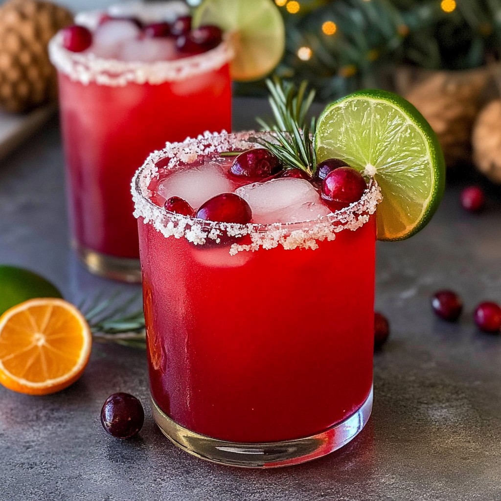 Recipe preparation for cranberry Christmas Margaritas