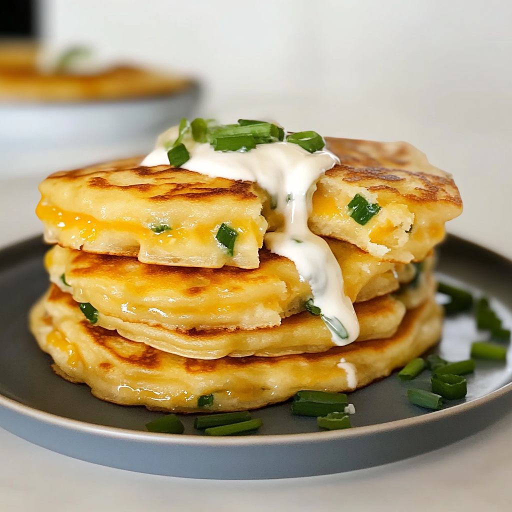 Recipe preparation for Cheesy Pumpkin and Green Onion Pancakes
