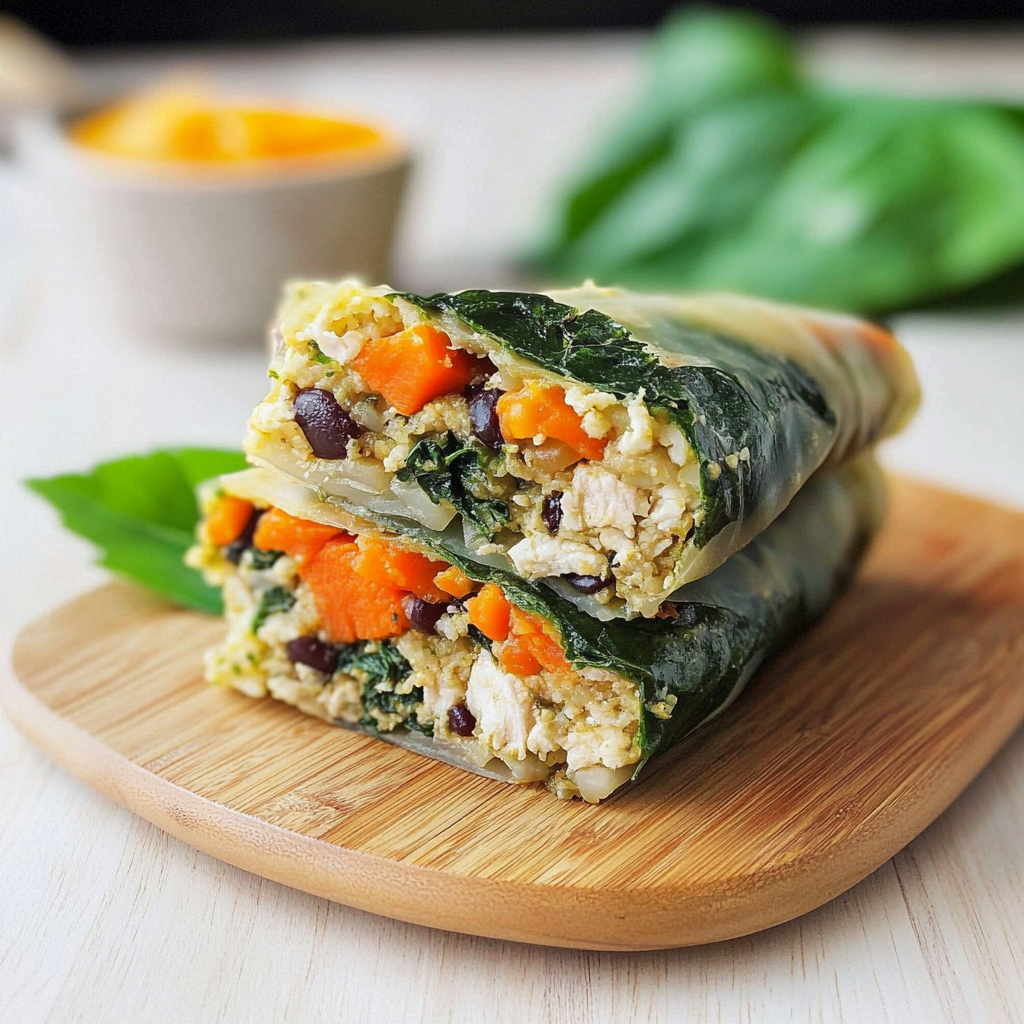 Recipe preparation for Sweet Potato Collard Green Burritos