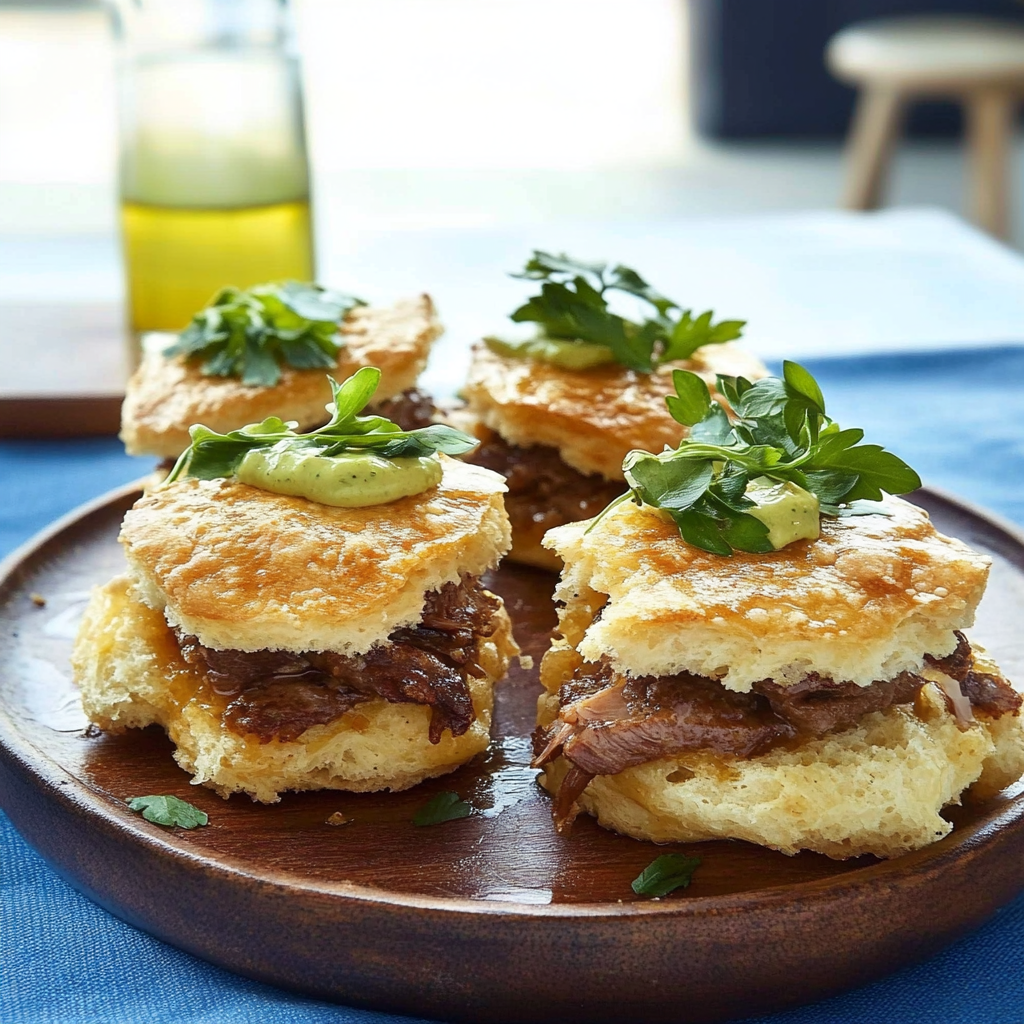 Recipe preparation for Brisket Breakfast Biscuits