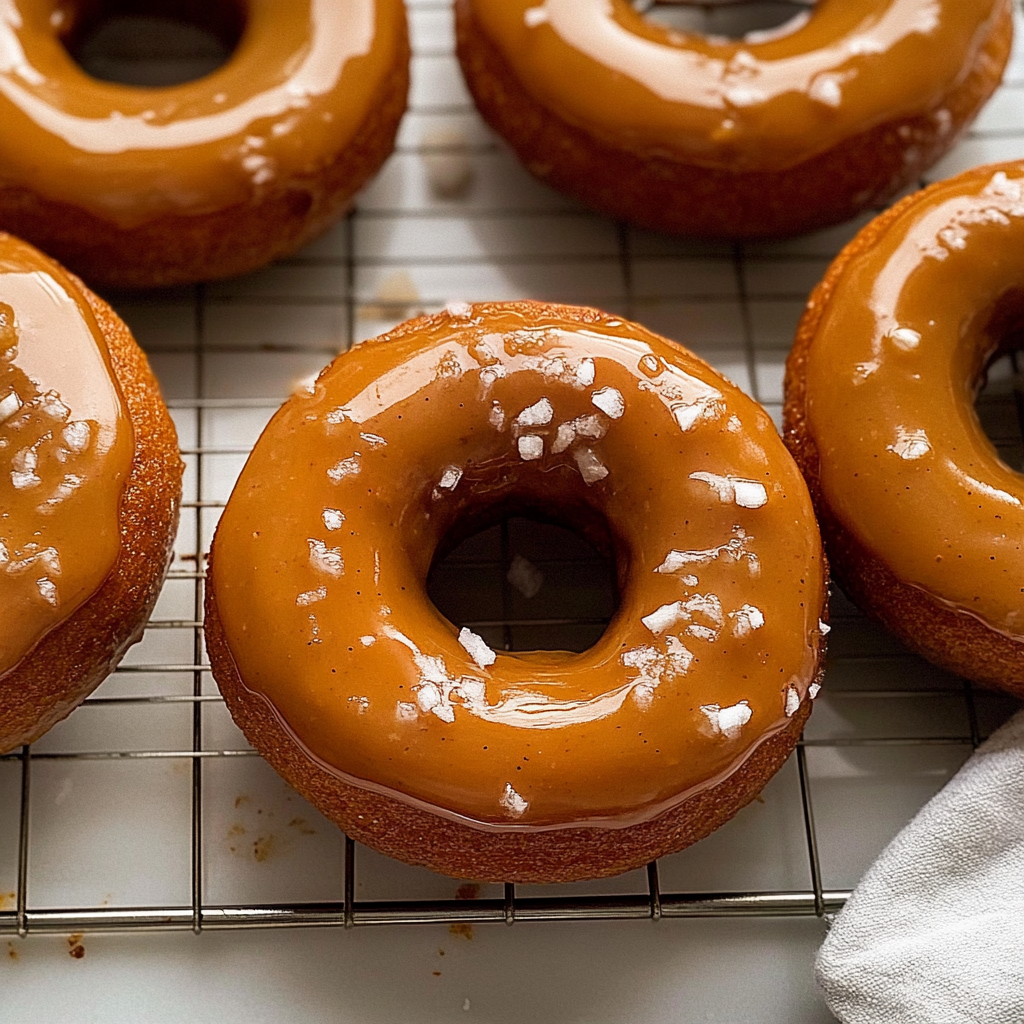 Recipe preparation for Baked Pumpkin Doughnuts with Coconut Maple Caramel Glaze