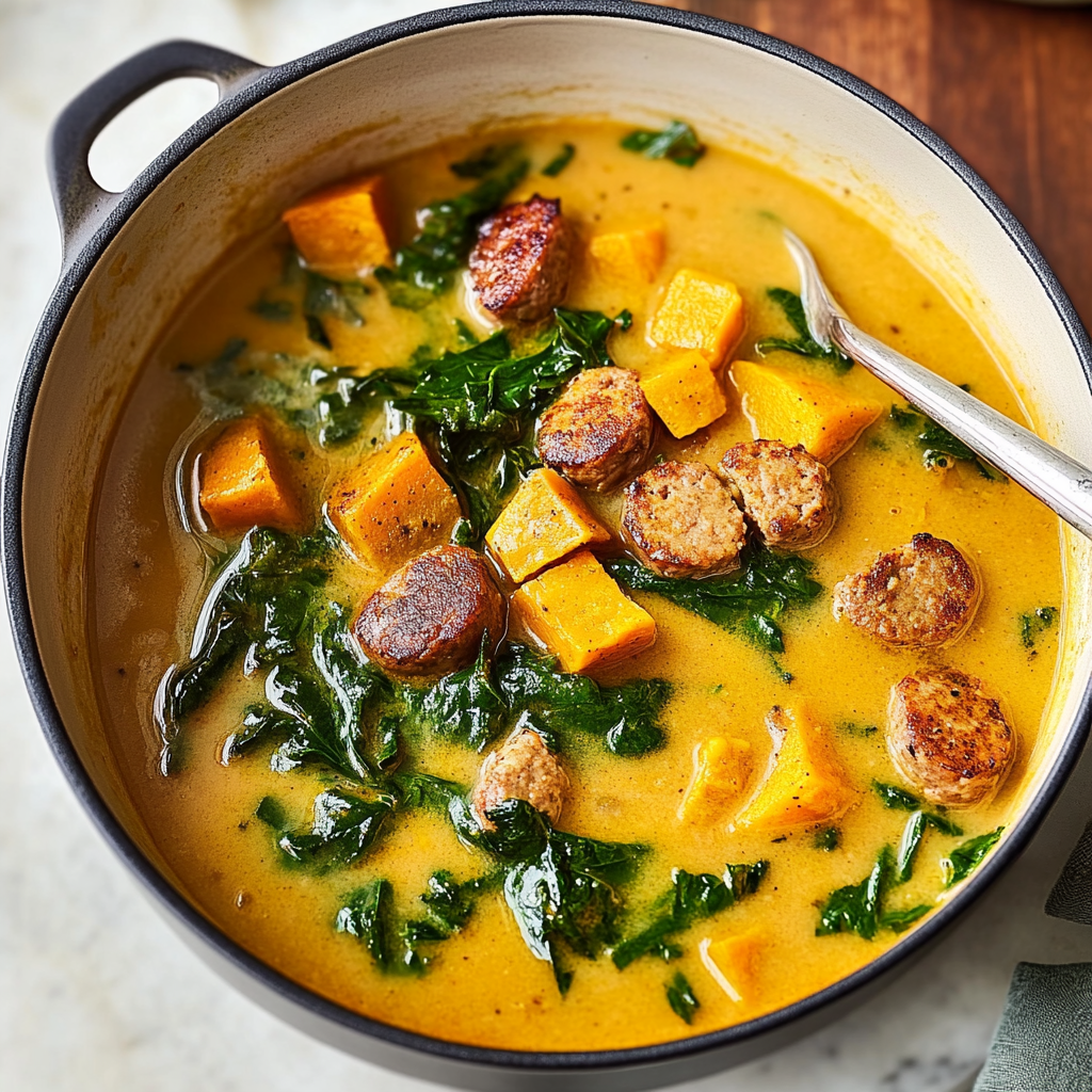 Recipe preparation for Sweet Potato Sausage Soup