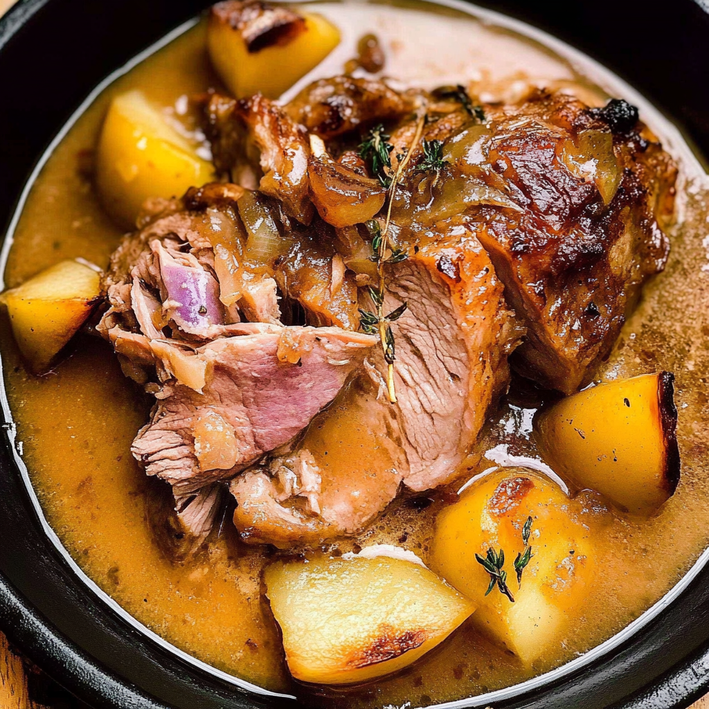 Recipe preparation for Apple Cider Braised Pork Shoulder