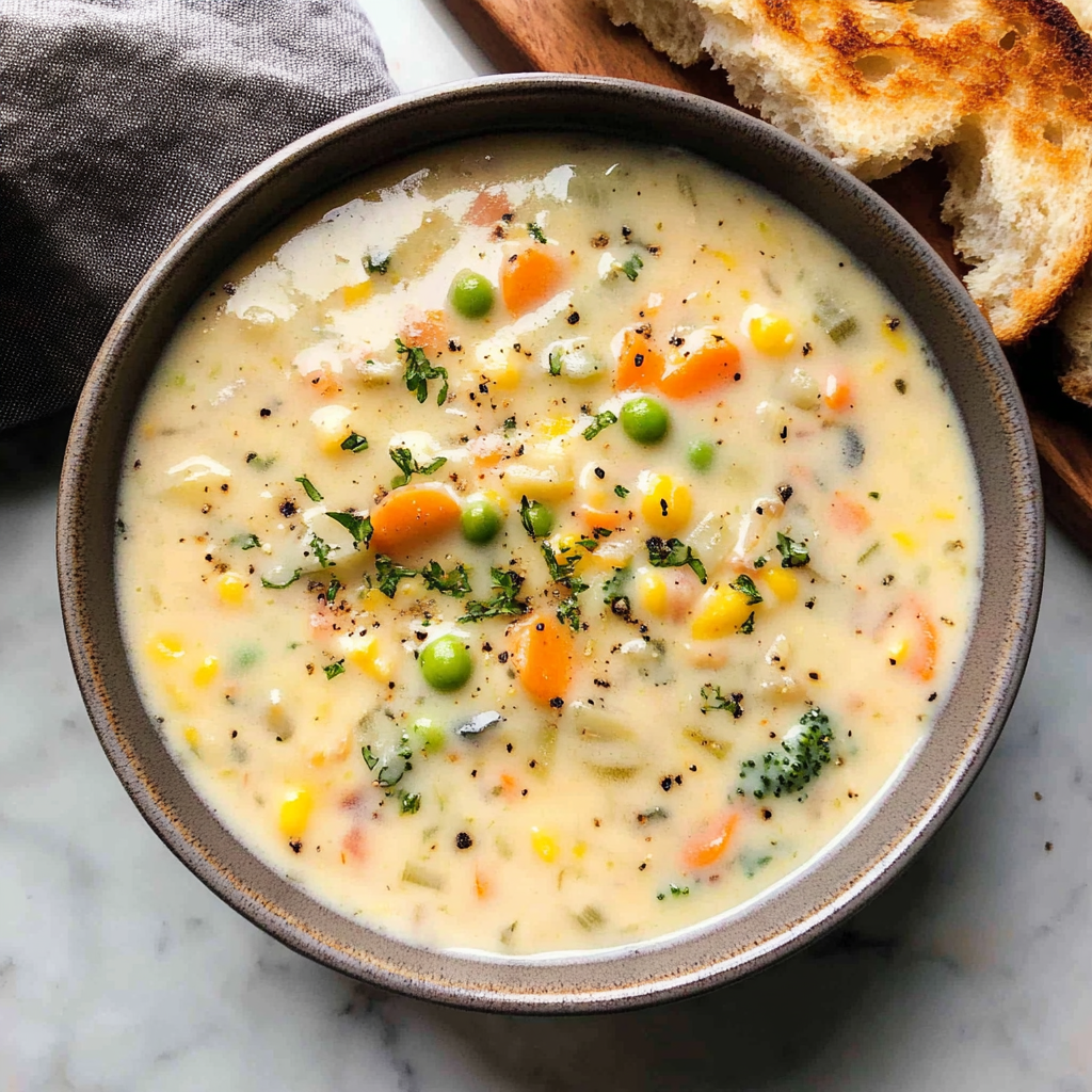Recipe preparation for Creamy Vegetable Soup
