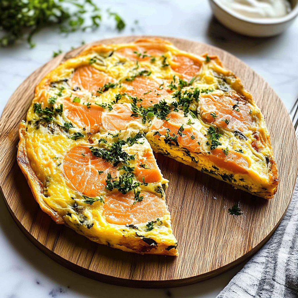 Recipe preparation for Smoked Salmon Frittata