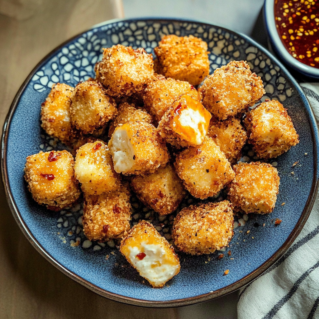 Recipe preparation for Crispy Halloumi Bites with Chili Jam