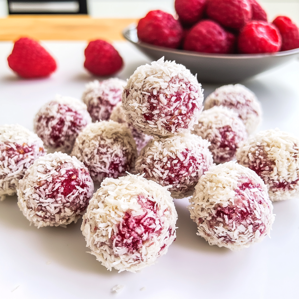 Recipe preparation for Raspberry Coconut Balls