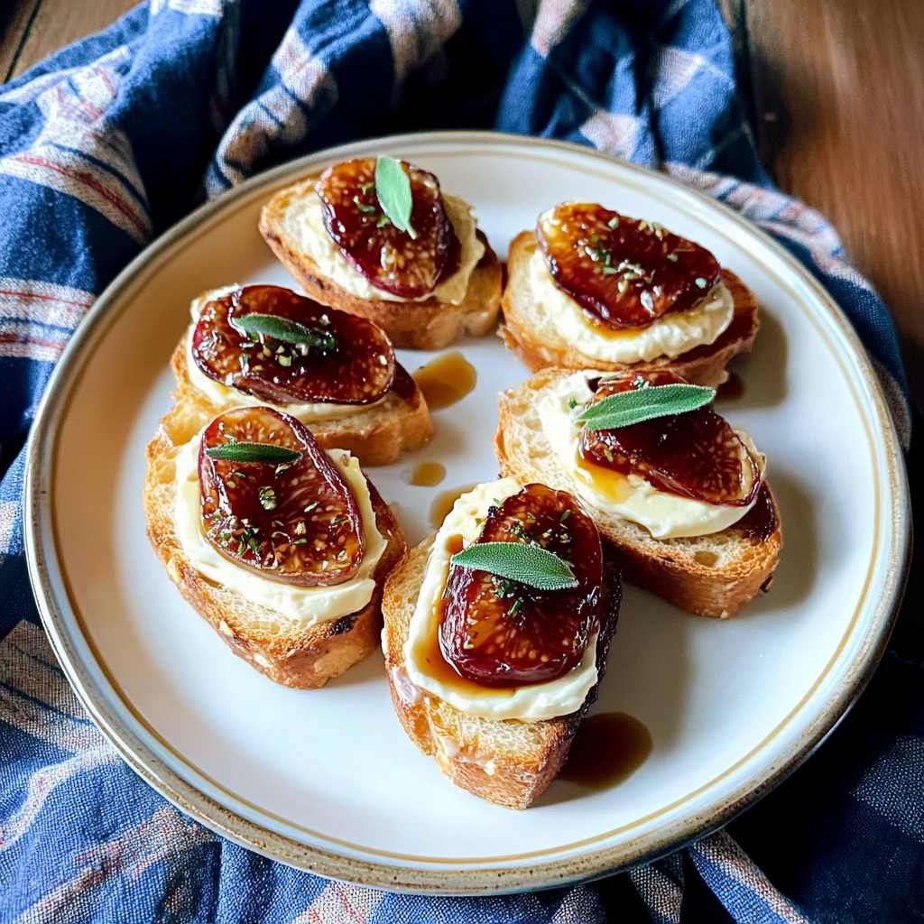 Recipe preparation for Brie and Fig Jam Crostini with Balsamic Glaze