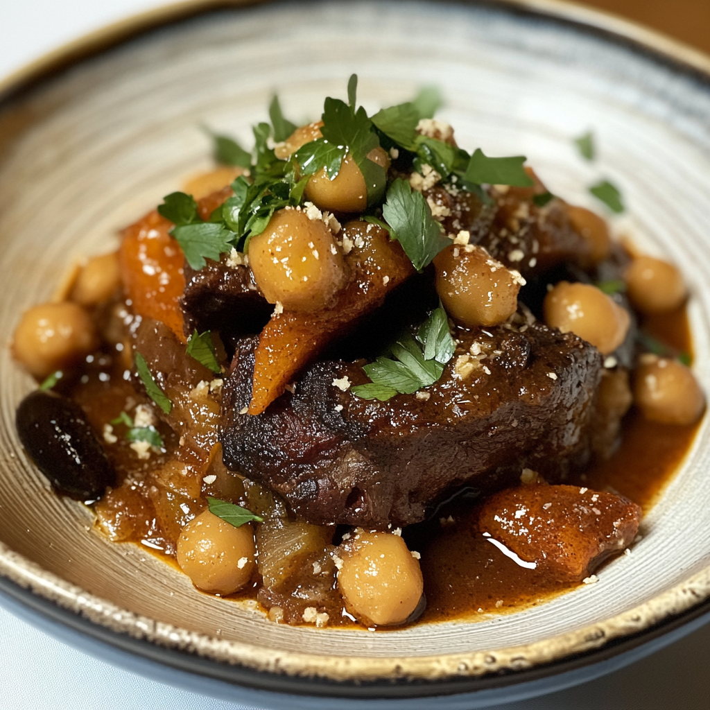 Recipe preparation for Moroccan Spiced Lamb Stew and Chickpeas