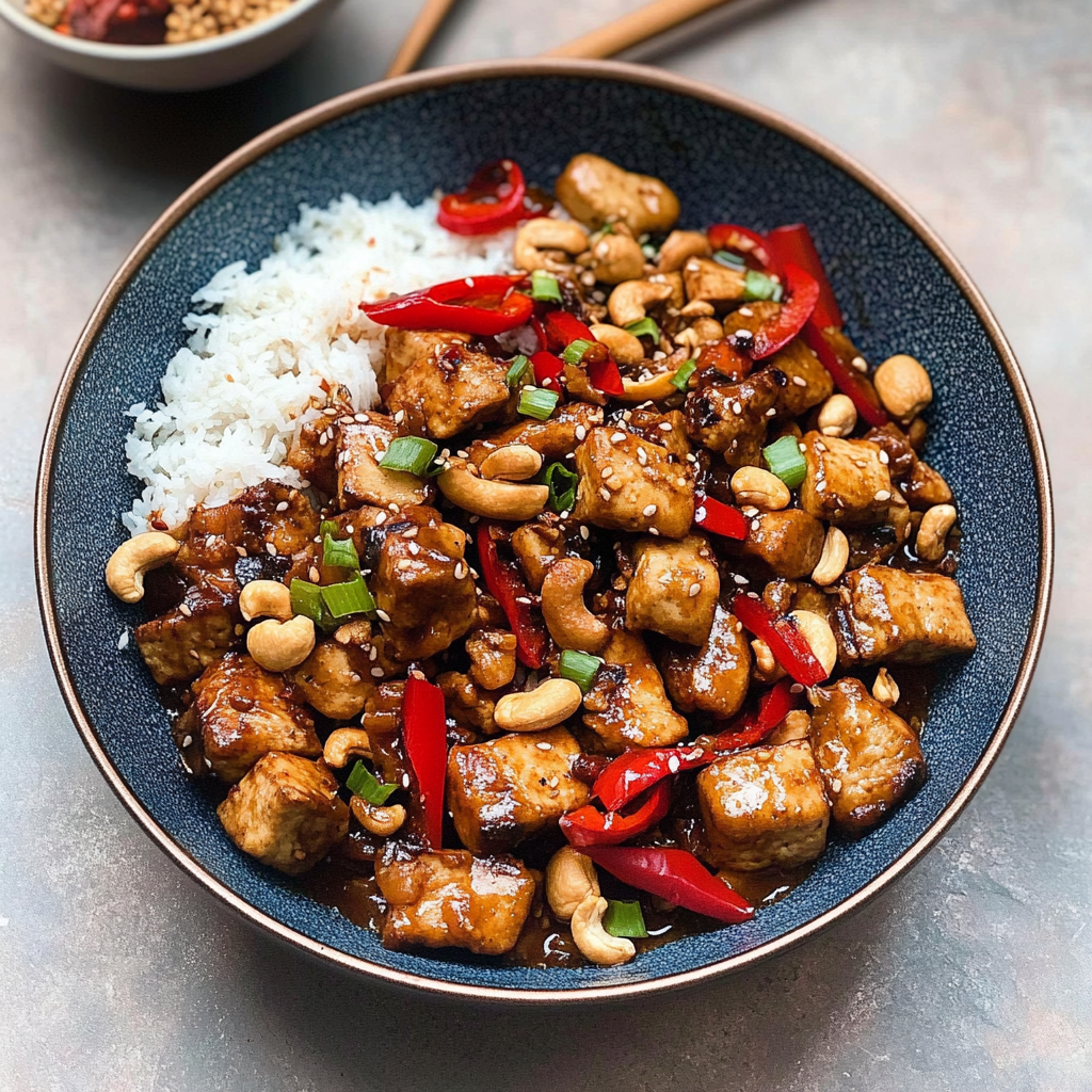 Recipe preparation for Honey Soy Tofu Stir-Fry with Toasted Cashews